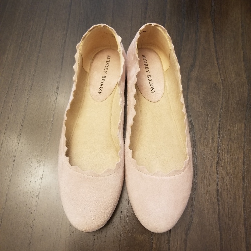 Blush Ballet Flats, Scallopped Edge